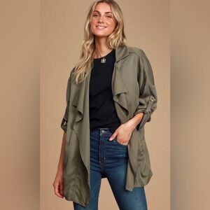 Lulus Lucky Break Olive Oversized Lightweight Jacket